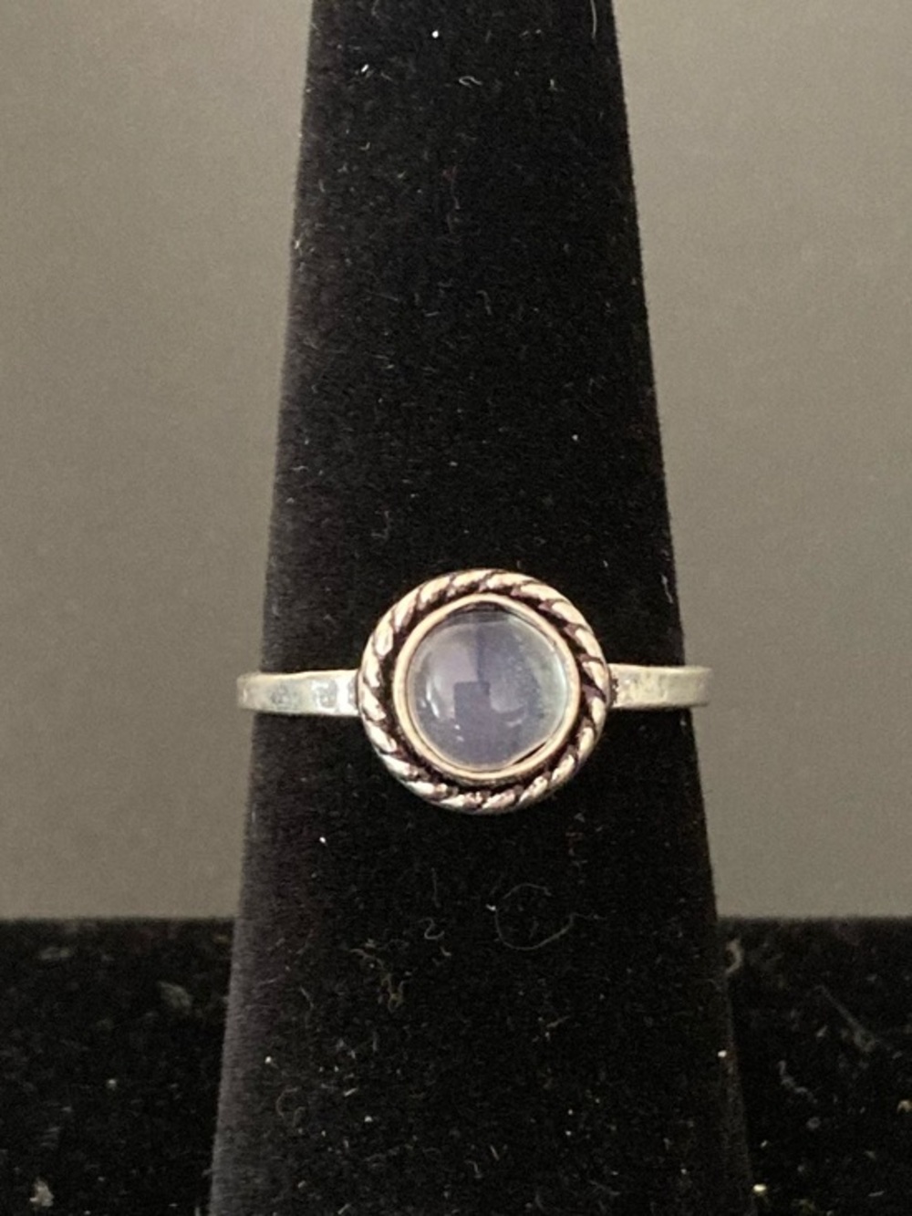 Sterling Silver Blue Stone Ring - Elegant Minimalist Band Size 7